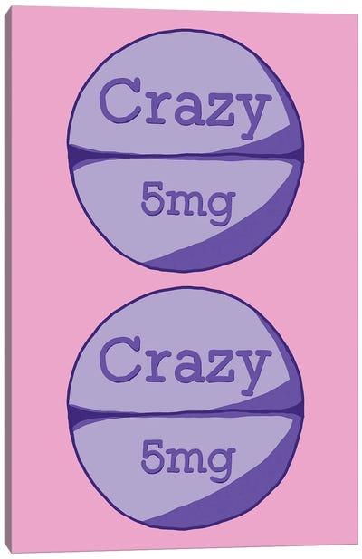 Crazy Crazy Pill Pink Canvas Art Print - Jaymie Metz