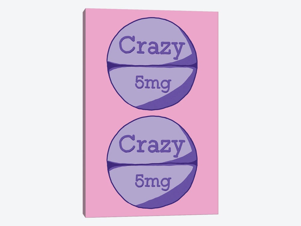 Crazy Crazy Pill Pink by Jaymie Metz 1-piece Canvas Print