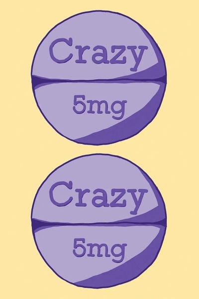 Crazy Crazy Pill Yellow by Jaymie Metz art print