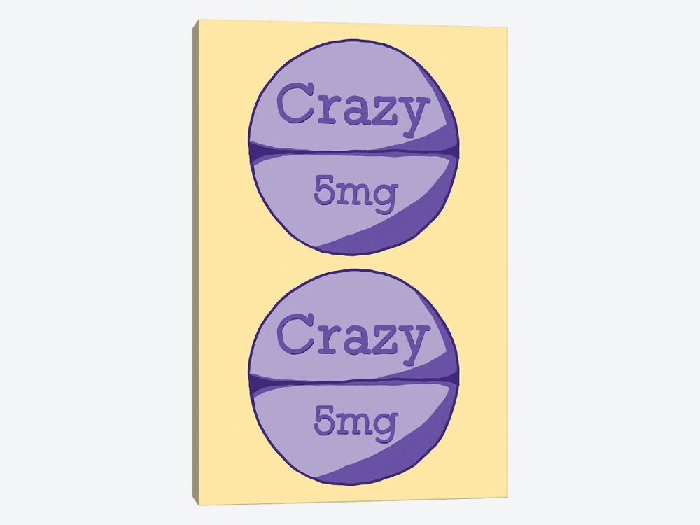 Crazy Crazy Pill Yellow by Jaymie Metz 1-piece Canvas Wall Art