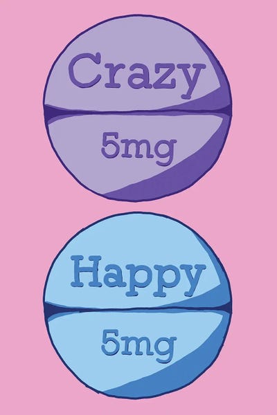 Pills: Crazy Happy Pill Pink by Jaymie Metz