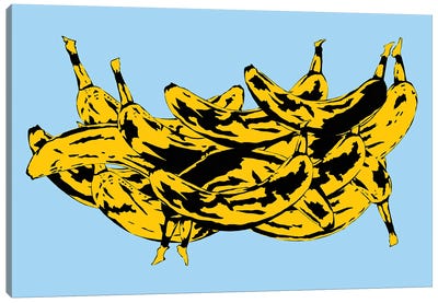 Band Of Bananas II Blue Canvas Art Print - Jaymie Metz