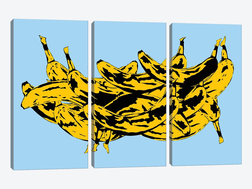 Band Of Bananas II Blue by Jaymie Metz 3-piece Canvas Art