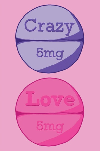 Crazy Love Pill Pink by Jaymie Metz art print