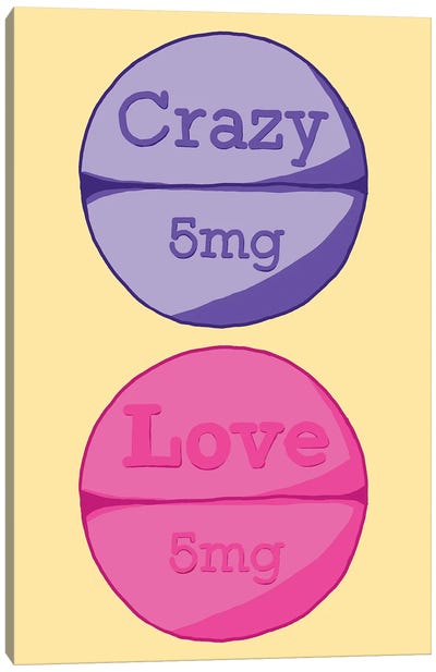Crazy Love Pill Yellow Canvas Art Print - Jaymie Metz