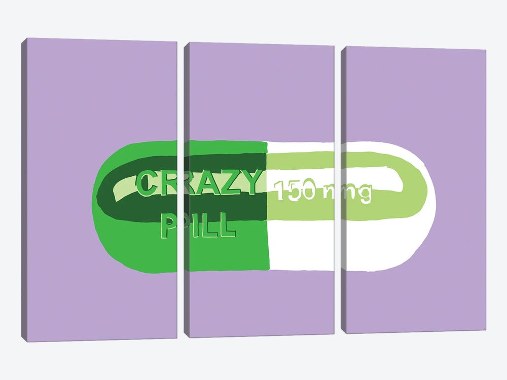 Crazy Pill Lavender by Jaymie Metz 3-piece Canvas Print