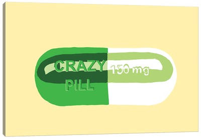 Crazy Pill Yellow Canvas Art Print - Jaymie Metz