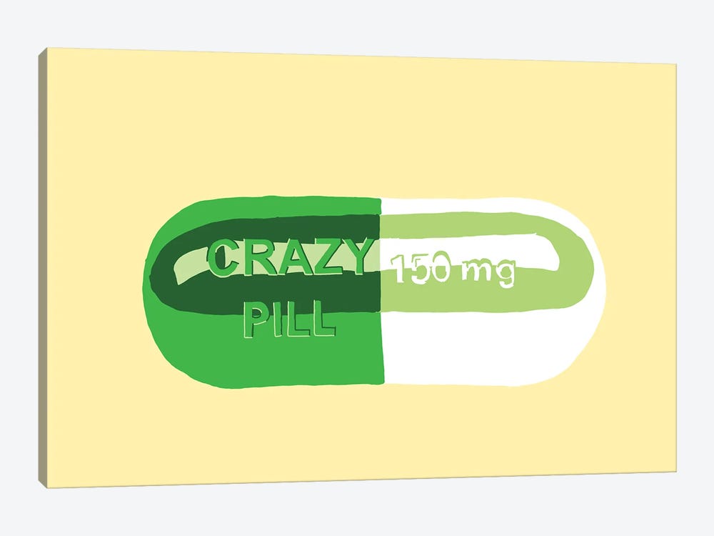 Crazy Pill Yellow by Jaymie Metz 1-piece Canvas Artwork