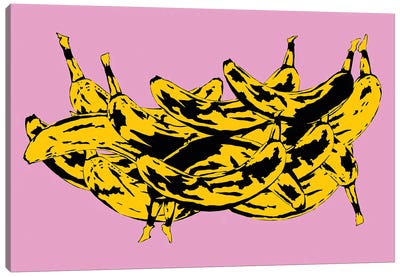 Band Of Bananas II Pink Canvas Art Print - Banana Art