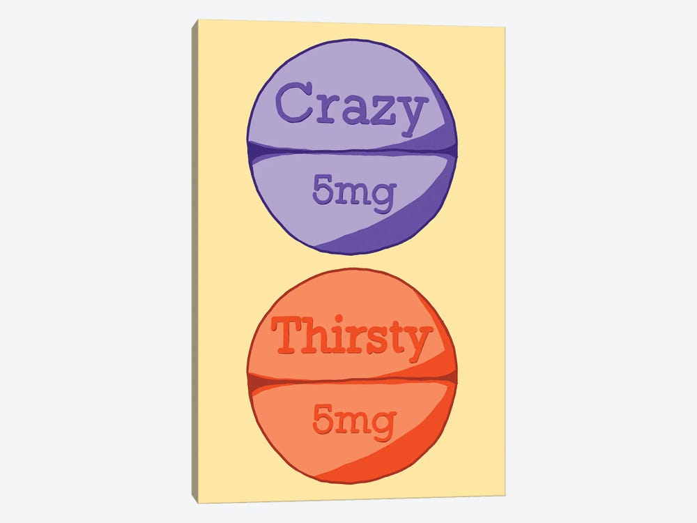 Crazy Thirsty Pill Yellow by Jaymie Metz 1-piece Canvas Wall Art