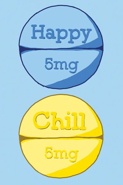Happy Chill Pill Blue by Jaymie Metz art print
