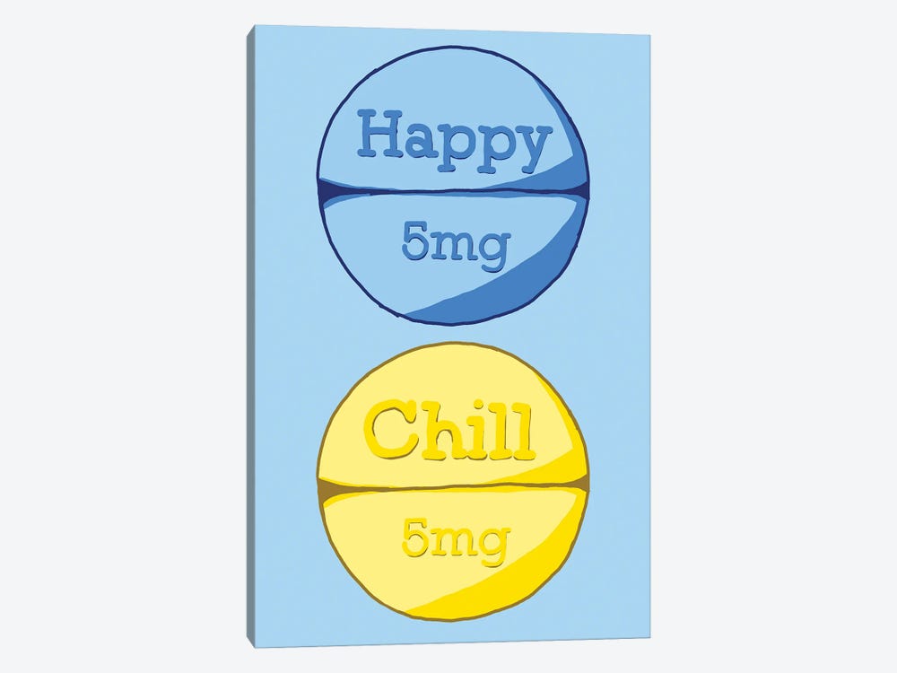 Happy Chill Pill Blue by Jaymie Metz 1-piece Canvas Print