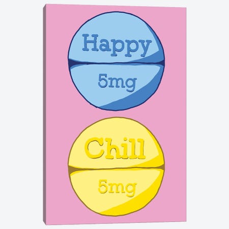Happy Chill Pill Pink Canvas Print #JYM67} by Jaymie Metz Art Print