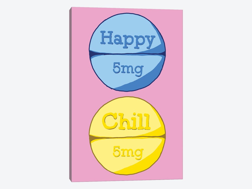Happy Chill Pill Pink by Jaymie Metz 1-piece Canvas Art