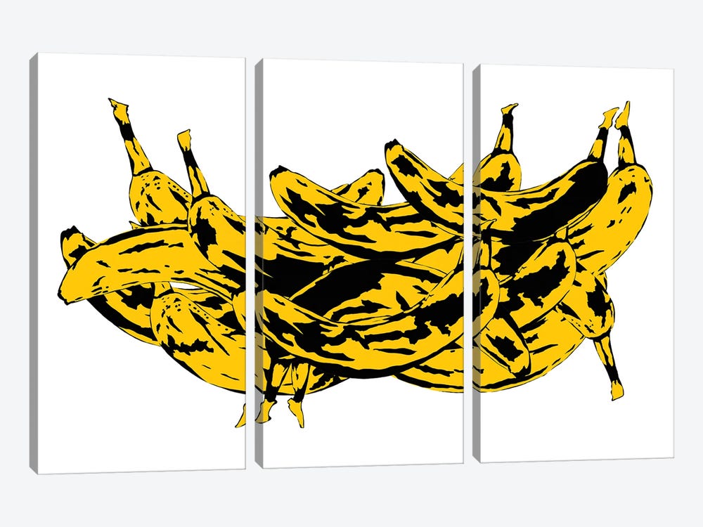Band Of Bananas II White by Jaymie Metz 3-piece Canvas Wall Art
