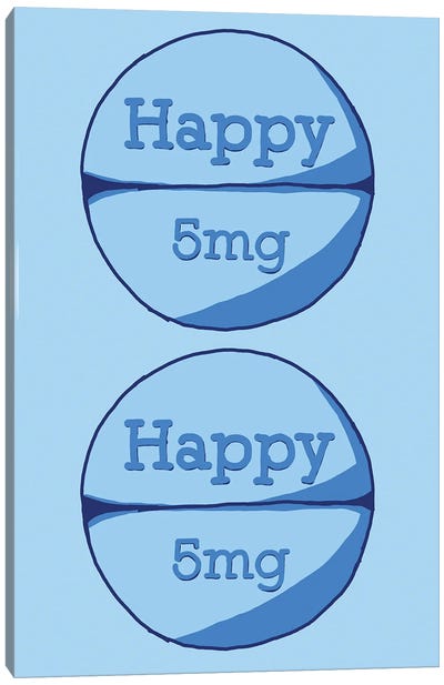 Happy Happy Pill Blue Canvas Art Print - Pills