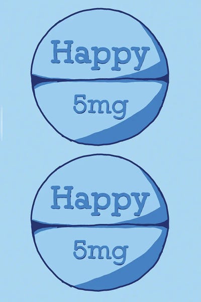 Pills: Happy Happy Pill Blue by Jaymie Metz