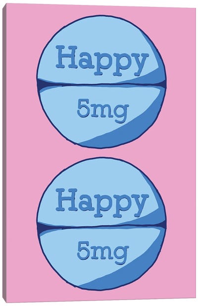 Happy Happy Pill Pink Canvas Art Print - Pills