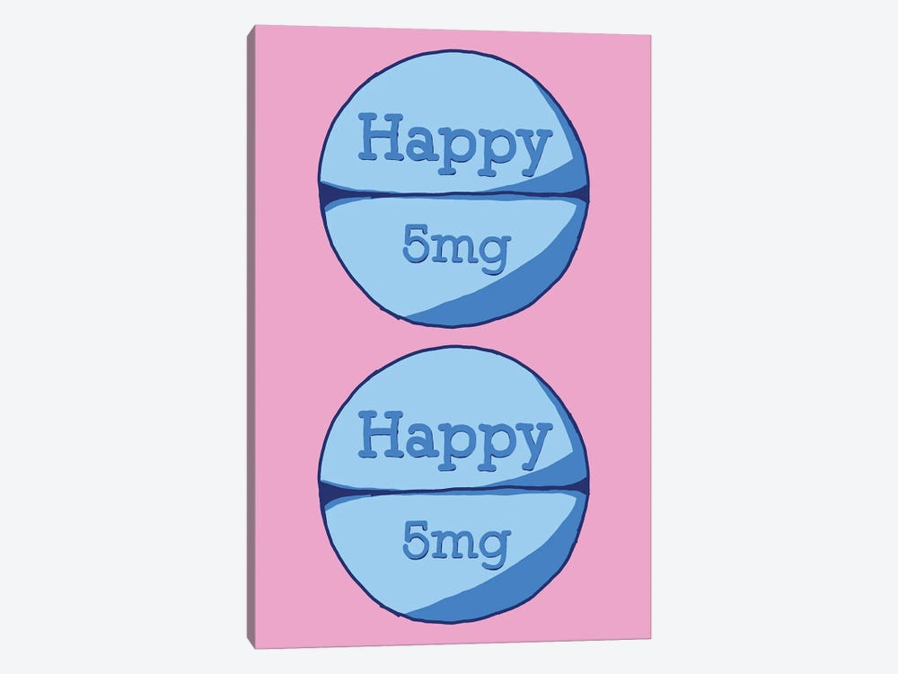 Happy Happy Pill Pink by Jaymie Metz 1-piece Canvas Print