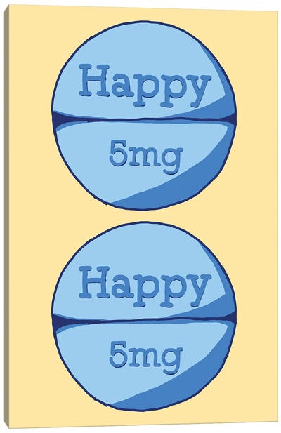 Happy Happy Pill Yellow Canvas Art Print - Pills