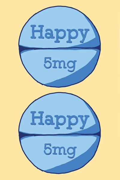 Pills: Happy Happy Pill Yellow by Jaymie Metz