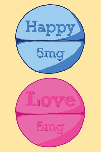 Jaymie Metz: Happy Love Pill Yellow by Jaymie Metz