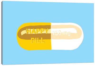 Happy Pill Blue Canvas Art Print