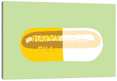 Happy Pill Mint Canvas Art Print - Pills
