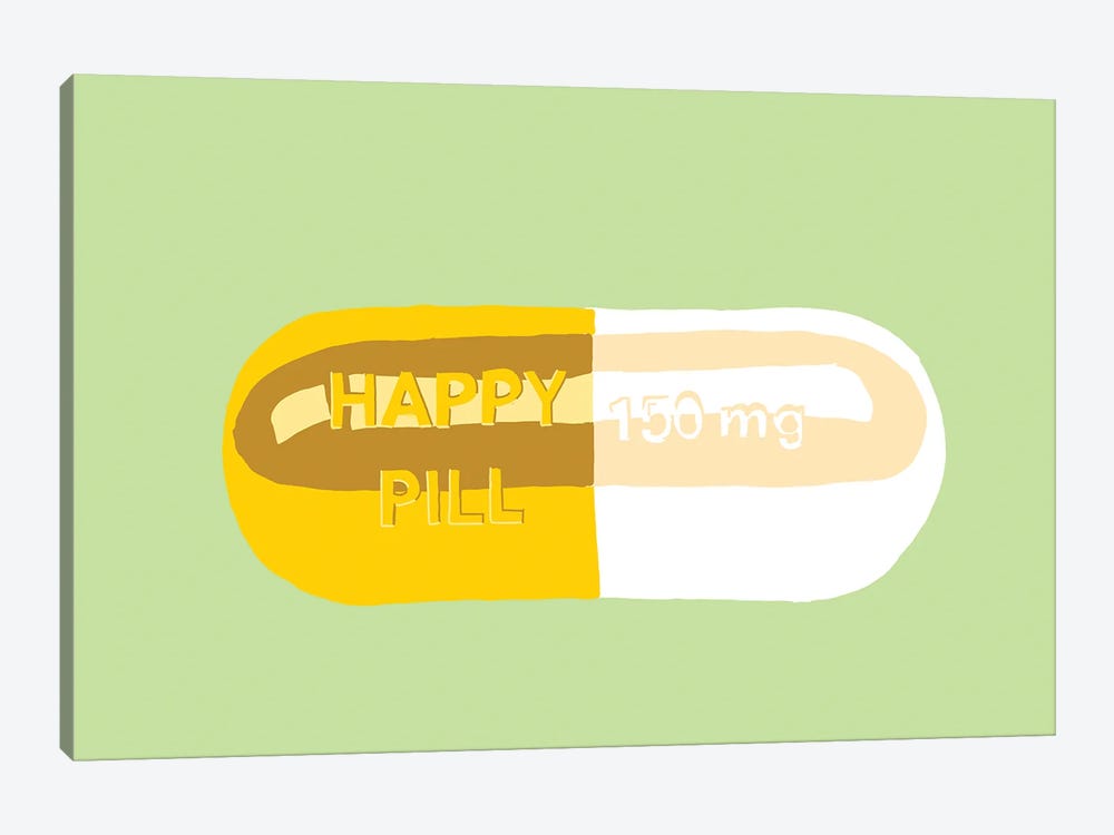 Happy Pill Mint by Jaymie Metz 1-piece Canvas Print