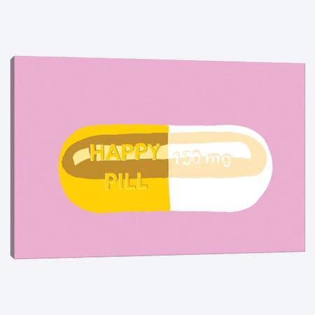 Happy Pill Pink Canvas Print #JYM81} by Jaymie Metz Canvas Wall Art