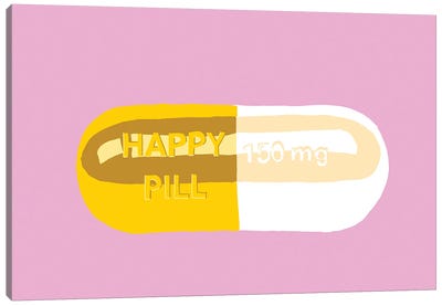 Happy Pill Pink Canvas Art Print - Jaymie Metz