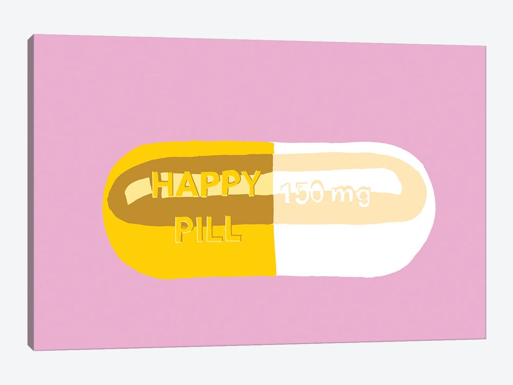 Happy Pill Pink by Jaymie Metz 1-piece Canvas Art
