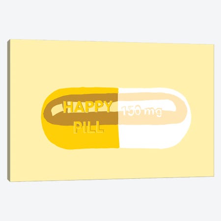 Happy Pill Yellow Canvas Print #JYM82} by Jaymie Metz Canvas Artwork