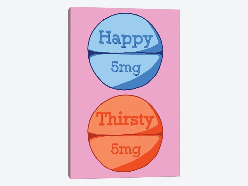Happy Thirsty Pill Pink by Jaymie Metz 1-piece Art Print