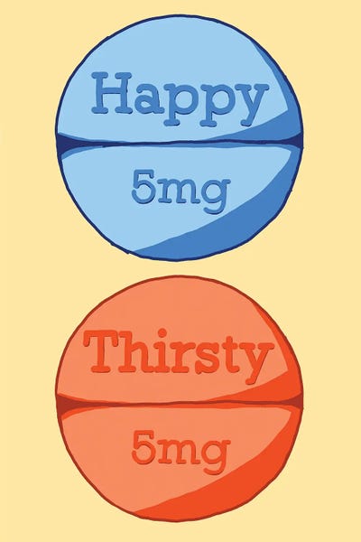 Happy Thirsty Pill Yello by Jaymie Metz art print