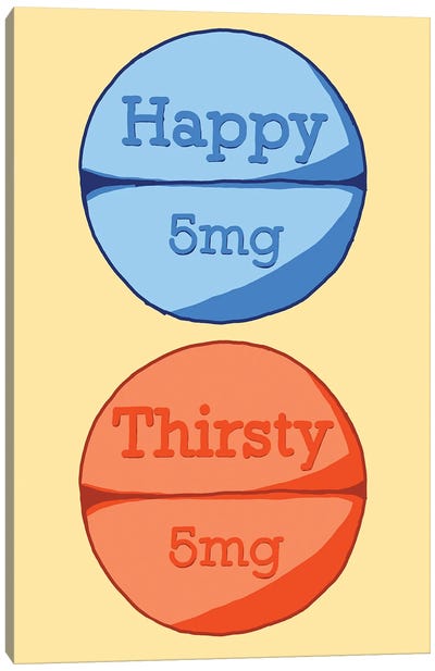 Happy Thirsty Pill Yello Canvas Art Print - Jaymie Metz