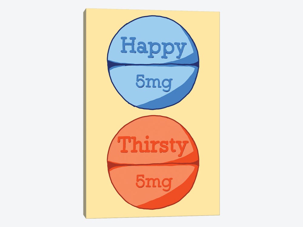 Happy Thirsty Pill Yello by Jaymie Metz 1-piece Canvas Wall Art