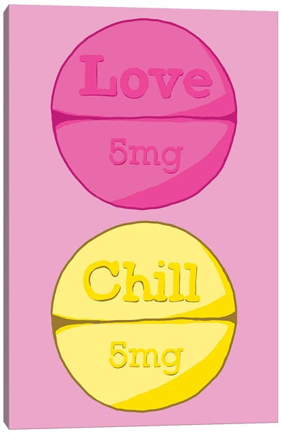 Love Chill Pill Pink Canvas Art Print - Pills