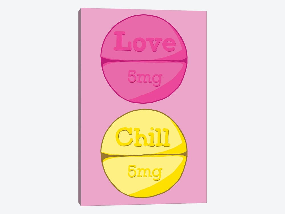 Love Chill Pill Pink by Jaymie Metz 1-piece Canvas Print