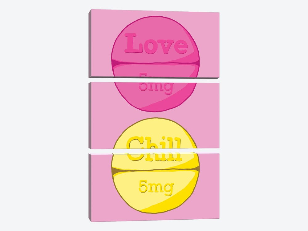 Love Chill Pill Pink by Jaymie Metz 3-piece Art Print