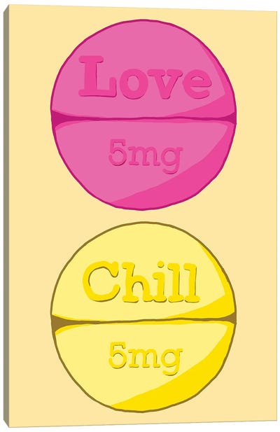 Love Chll Pill Yellow Canvas Art Print - Pills