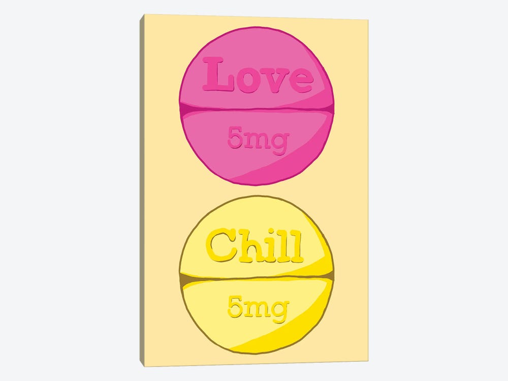 Love Chll Pill Yellow by Jaymie Metz 1-piece Canvas Artwork