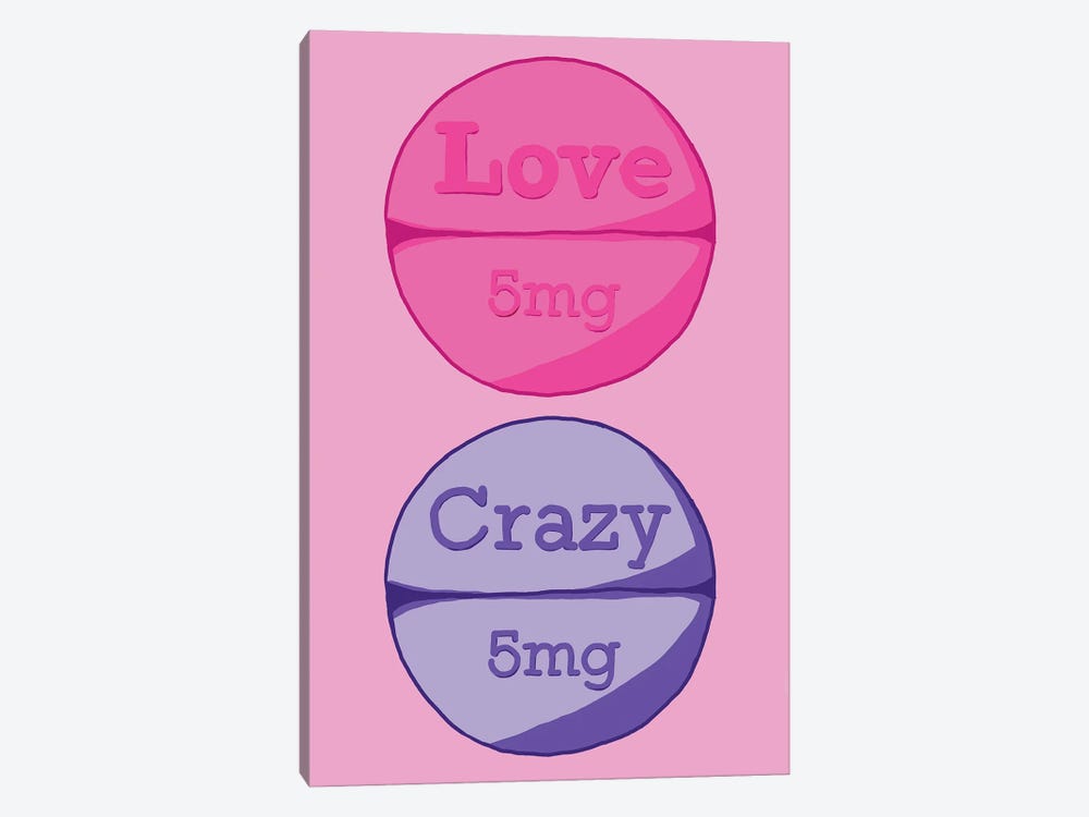 Love Crazy Pill Pink by Jaymie Metz 1-piece Canvas Art