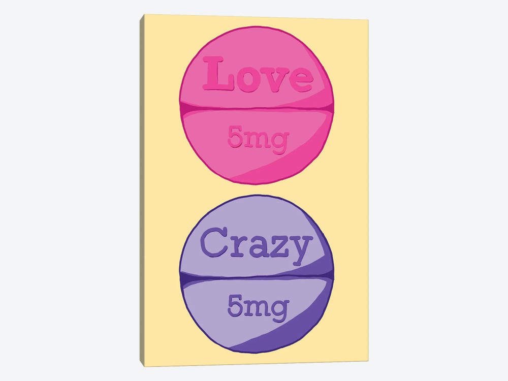 Love Crazy Pill Yellow by Jaymie Metz 1-piece Art Print