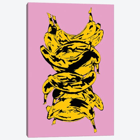 Band Of Bananas Pink Canvas Print #JYM9} by Jaymie Metz Canvas Art Print