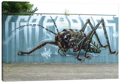 Grashopper Canvas Art Print - Street Art & Graffiti