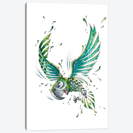Green Parrot Slice Canvas Print #JYN21} by JAYN Canvas Print