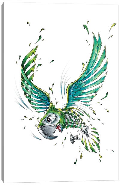 Green Parrot Slice Canvas Art Print - JAYN