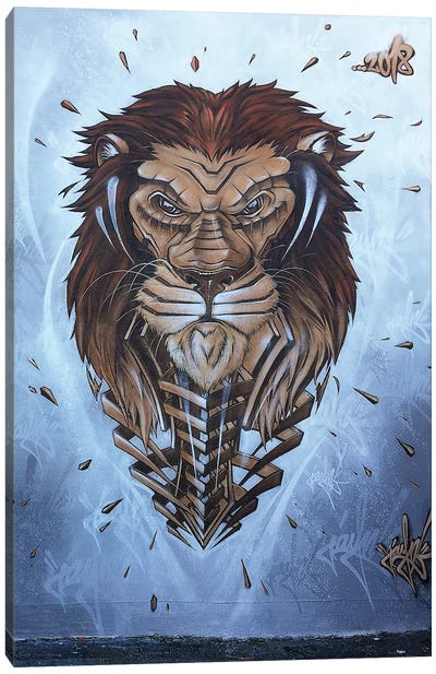 Lion Wall II Canvas Art Print - Street Art & Graffiti