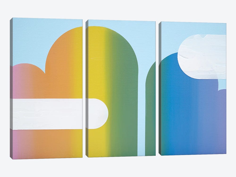 Rainbow Cylinders by Jun Youngjin 3-piece Canvas Art